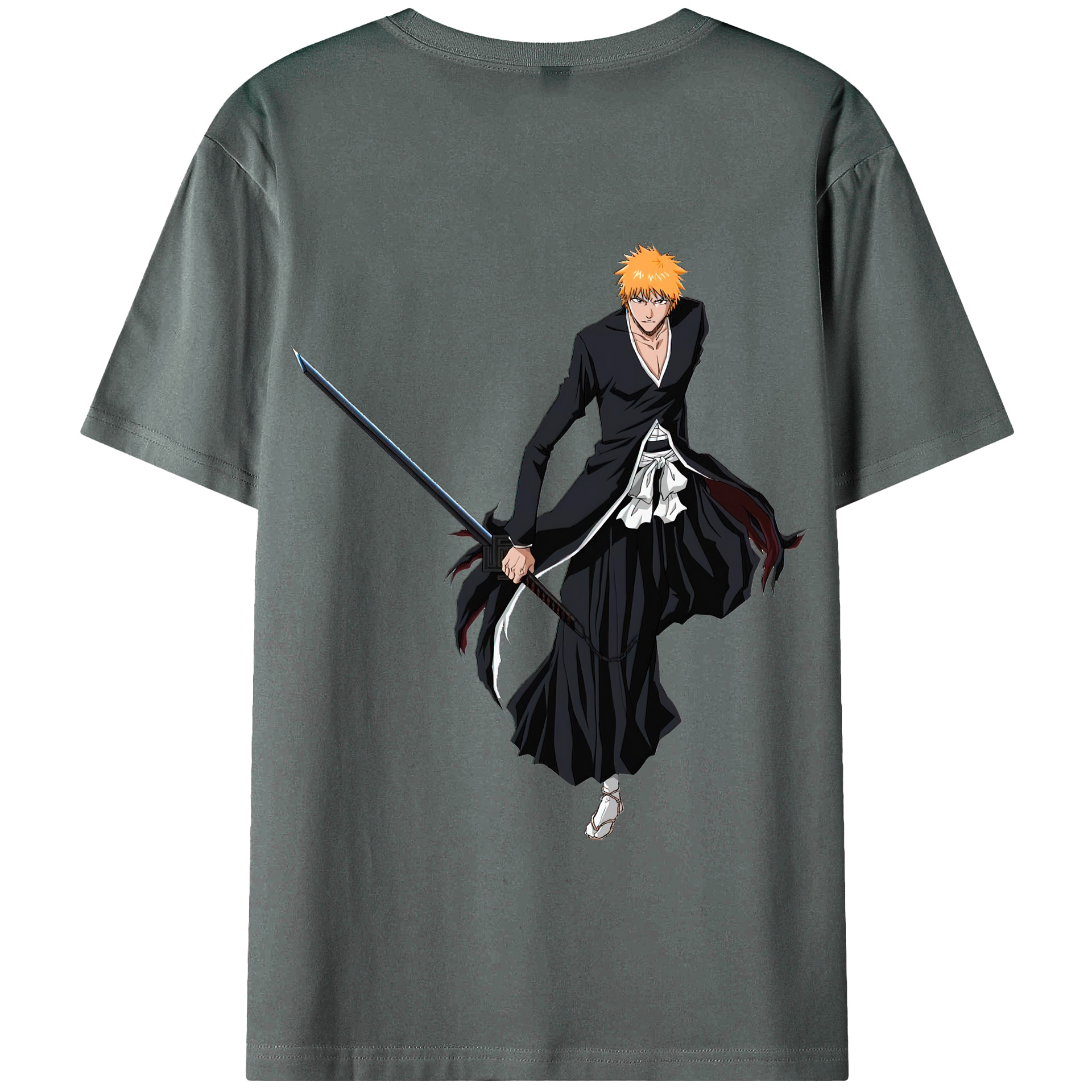 （画像用） ブリーチ 黒崎一護（くろさき いちご）BLEACH Kurosaki Ichigo 綿100％半袖Tシャツ（背面プリント）